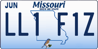 MO license plate LL1F1Z
