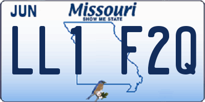 MO license plate LL1F2Q
