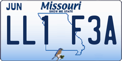 MO license plate LL1F3A
