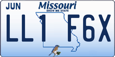 MO license plate LL1F6X
