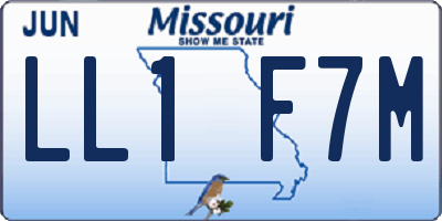 MO license plate LL1F7M