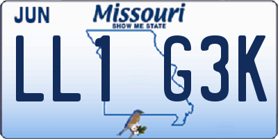 MO license plate LL1G3K