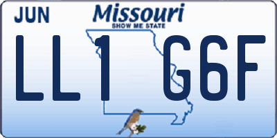MO license plate LL1G6F