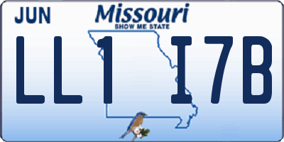 MO license plate LL1I7B