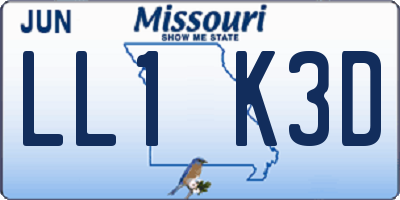 MO license plate LL1K3D