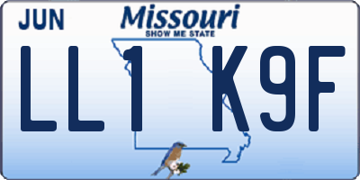 MO license plate LL1K9F