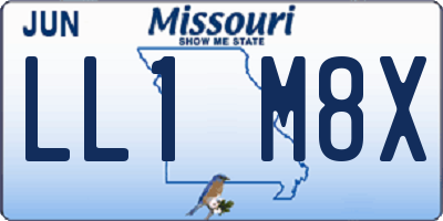 MO license plate LL1M8X