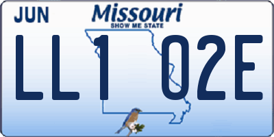 MO license plate LL1O2E