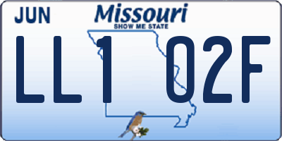 MO license plate LL1O2F