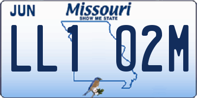 MO license plate LL1O2M