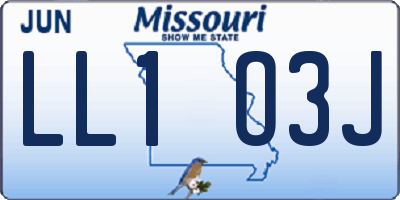MO license plate LL1O3J