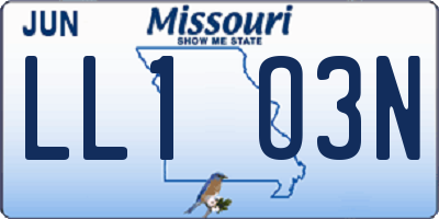 MO license plate LL1O3N
