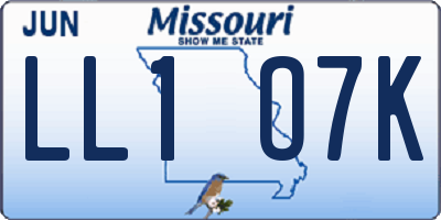 MO license plate LL1O7K