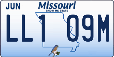 MO license plate LL1O9M