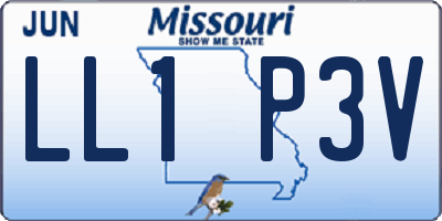 MO license plate LL1P3V