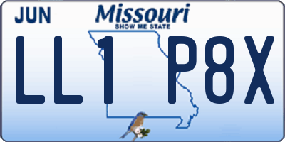 MO license plate LL1P8X
