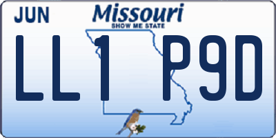 MO license plate LL1P9D
