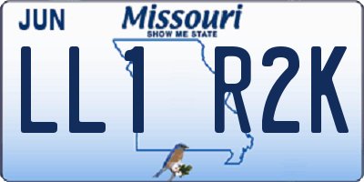 MO license plate LL1R2K