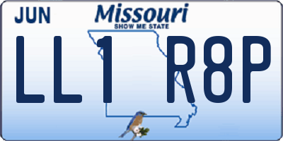 MO license plate LL1R8P