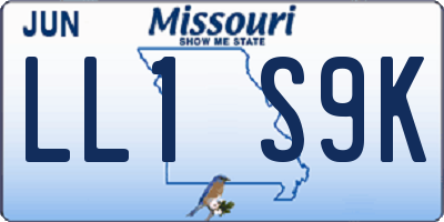 MO license plate LL1S9K