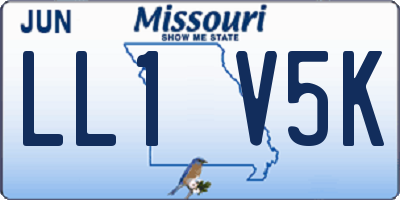 MO license plate LL1V5K
