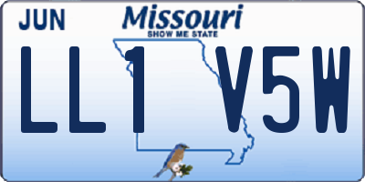 MO license plate LL1V5W