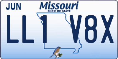 MO license plate LL1V8X