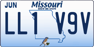 MO license plate LL1V9V