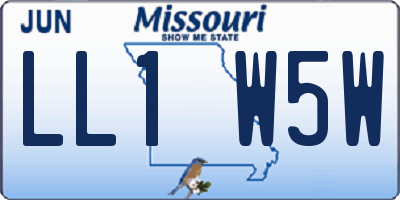 MO license plate LL1W5W