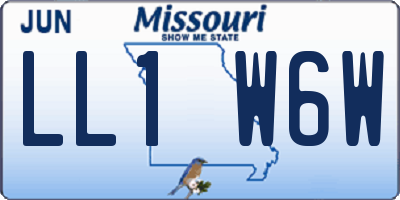 MO license plate LL1W6W