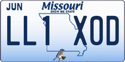MO license plate LL1X0D