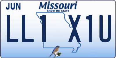 MO license plate LL1X1U