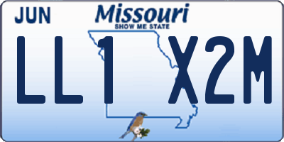 MO license plate LL1X2M
