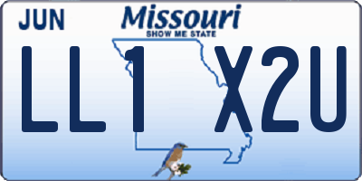 MO license plate LL1X2U
