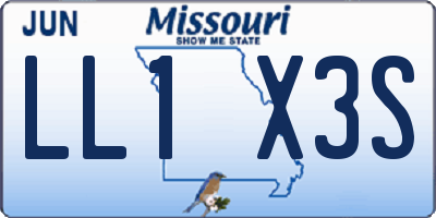MO license plate LL1X3S