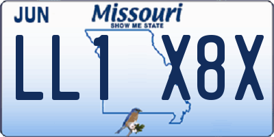 MO license plate LL1X8X