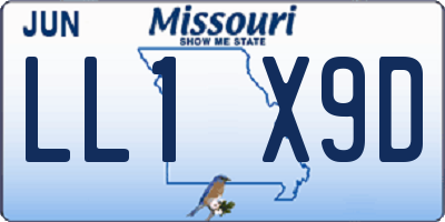 MO license plate LL1X9D