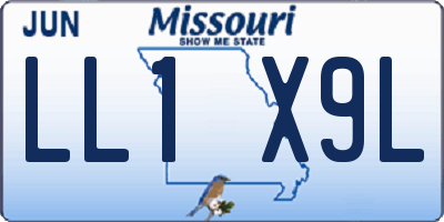 MO license plate LL1X9L