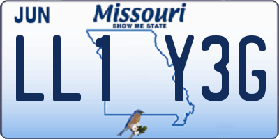 MO license plate LL1Y3G