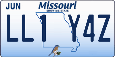 MO license plate LL1Y4Z