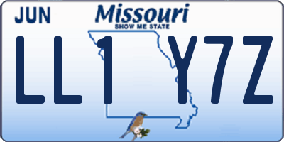 MO license plate LL1Y7Z