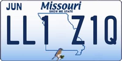 MO license plate LL1Z1Q