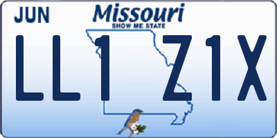 MO license plate LL1Z1X