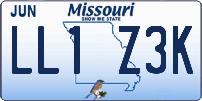 MO license plate LL1Z3K