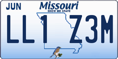 MO license plate LL1Z3M