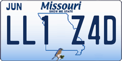 MO license plate LL1Z4D