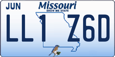 MO license plate LL1Z6D