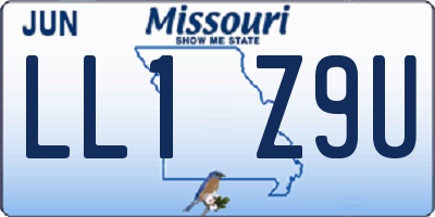 MO license plate LL1Z9U