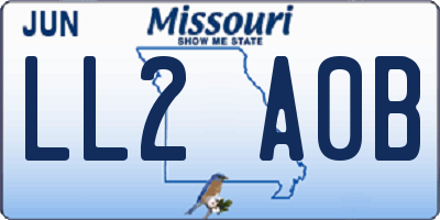 MO license plate LL2A0B