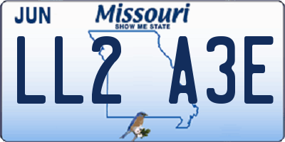 MO license plate LL2A3E